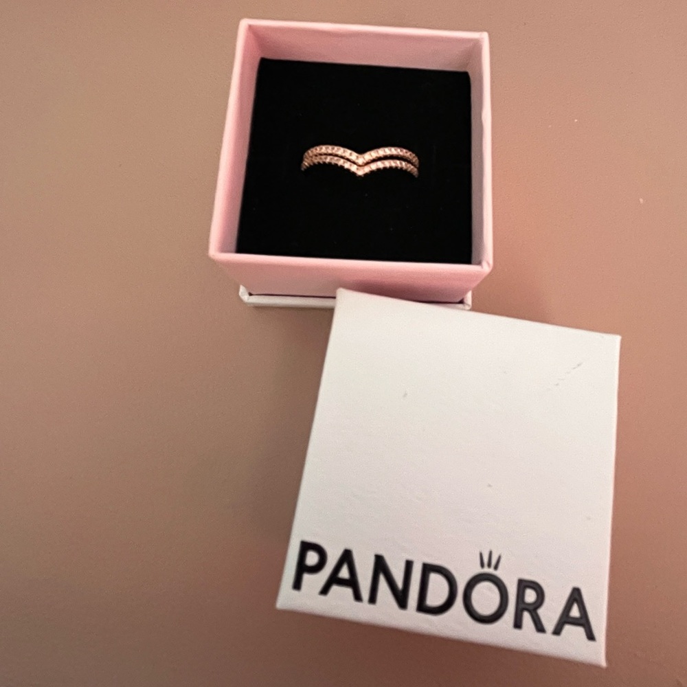 Pandora Rose Gold Wishbone Ring Set of 2